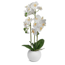 Artificial Orchid Flower Display in Pot 60cm White Realistic Home Party Decor