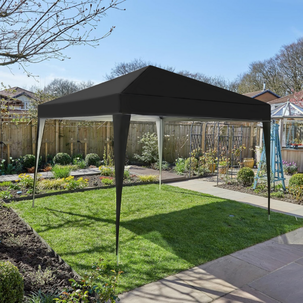 Pop Up Gazebo 3m x 3m Outdoor Garden Marquee Tent Easy Up Black With Carry Bag