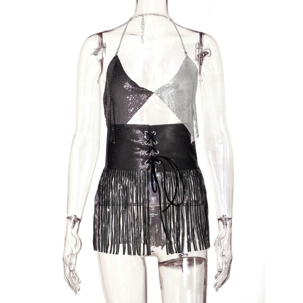 Fashion 2025 Step Into The Sexy Nightclub Backless Bright Diamond Suspender Suit Female 23