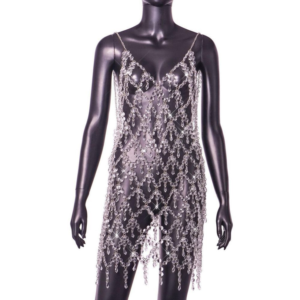 Fashion 2025 22 New Sexy Gem Splicing Halter Dress 2
