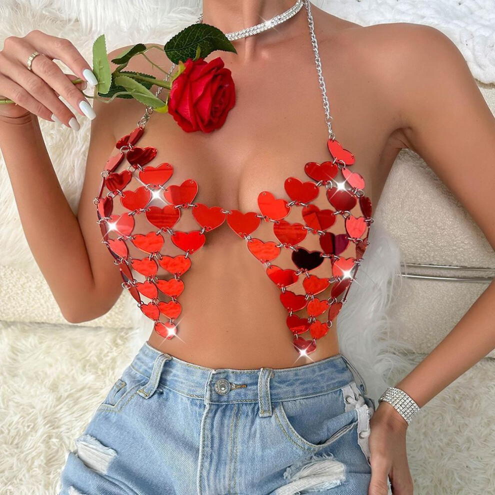 (one size fits all, red) Fashion 2025 22 Sexy Acrylic Love Mirror Vest 2