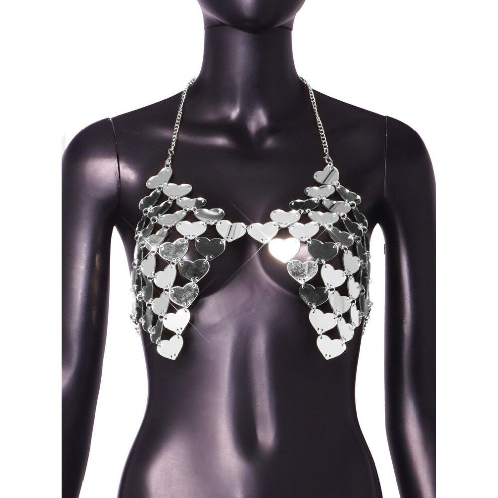 (one size fits all, silver) Fashion 2025 22 Sexy Acrylic Love Mirror Vest 2