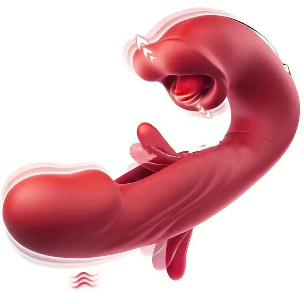 (red) Vibrator Dildo Rabbit Sex Toys - G Spot Vibrator Massager, Clitoral Nipple Stimulation With 14 Vibrations And 7 Tongue Licks, Adult Sex Toys