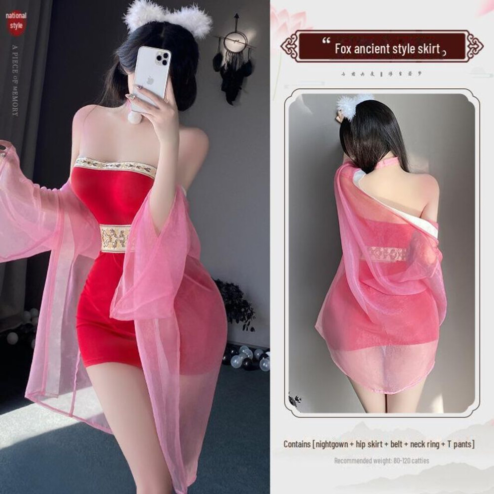 manyan Fox Demon Daji Lingerie: Sexy Tube Top & Hip Skirt Set