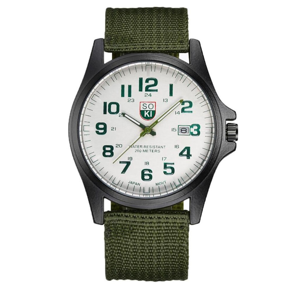 (as the picture) Fashion Men's Military Watch Woven Nylon Belt Calendar Quartz Watch