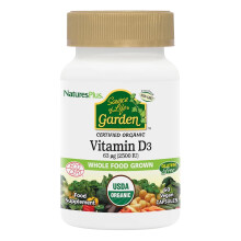 NaturesPlus Source of Life Garden Vitamin D3 2500IU Capsules - Organic and Vegan Vitamin D3 Supplement for Bone and Immune Support - Gluten Free - 60