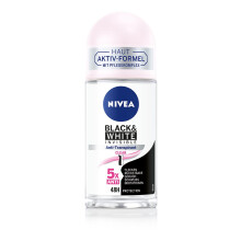 Black & White Invisible Clear Roll-On Deodorant (50 ml), Antiperspirant with Anti-Stain Formula with 48h Protection and Nivea Care Complex