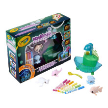 Washimals Pets - Ocean Glow Lagoon Playset | Colour Your Own Washimal Pets Again and Again | Includes 6 Washable Markers | Ideal for Kids Aged 3+