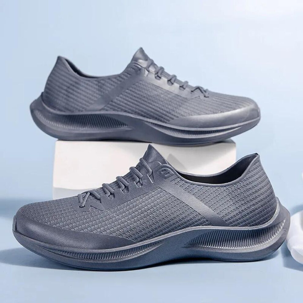 (gray, 38) Men's Outdoor Hiking Rain Boots Fashion Beach Non Slip Rain Shoes Rubber Fishing Work Shoes Durable Waterproof Rubber Shoes