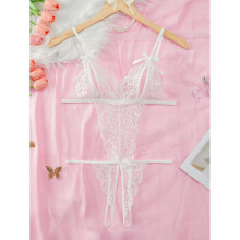 (white, M) Sexy Gather Sexy Pajamas Hollow Back onesie Adult