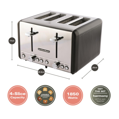 Hamilton Beach Hamilton Beach, Harmony Toaster, 4 Slice, Espresso, HBT018B 2