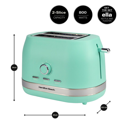Hamilton Beach Hamilton Beach, Toaster 2 Slice, Ella, 800W, Matte Mint, HBT1322MM 2