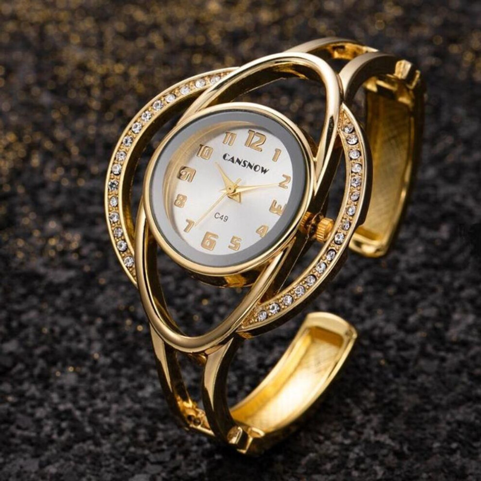 (gold,white) Luxury Watch Female Fashion Stainless Steel Women's Bracelet Bangle Watches Ladies Elegant Dress Watch Clock Gift Lady