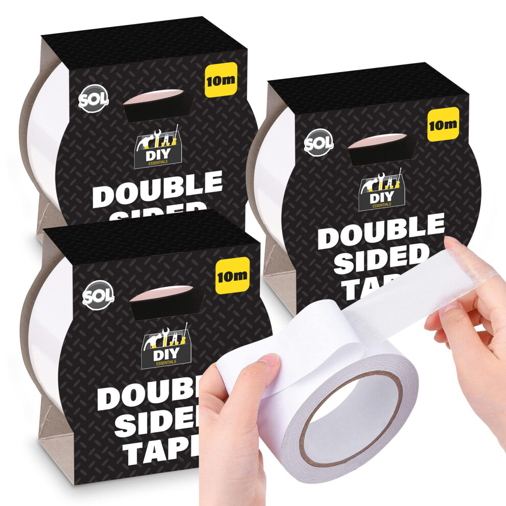 3pk Clear Double-Sided Tape – 10M x 48mm Heavy-Duty Sticky Tape for Craft, Mounting & DIY – Strong, Durable & Waterproof Double-Sided Adhesive