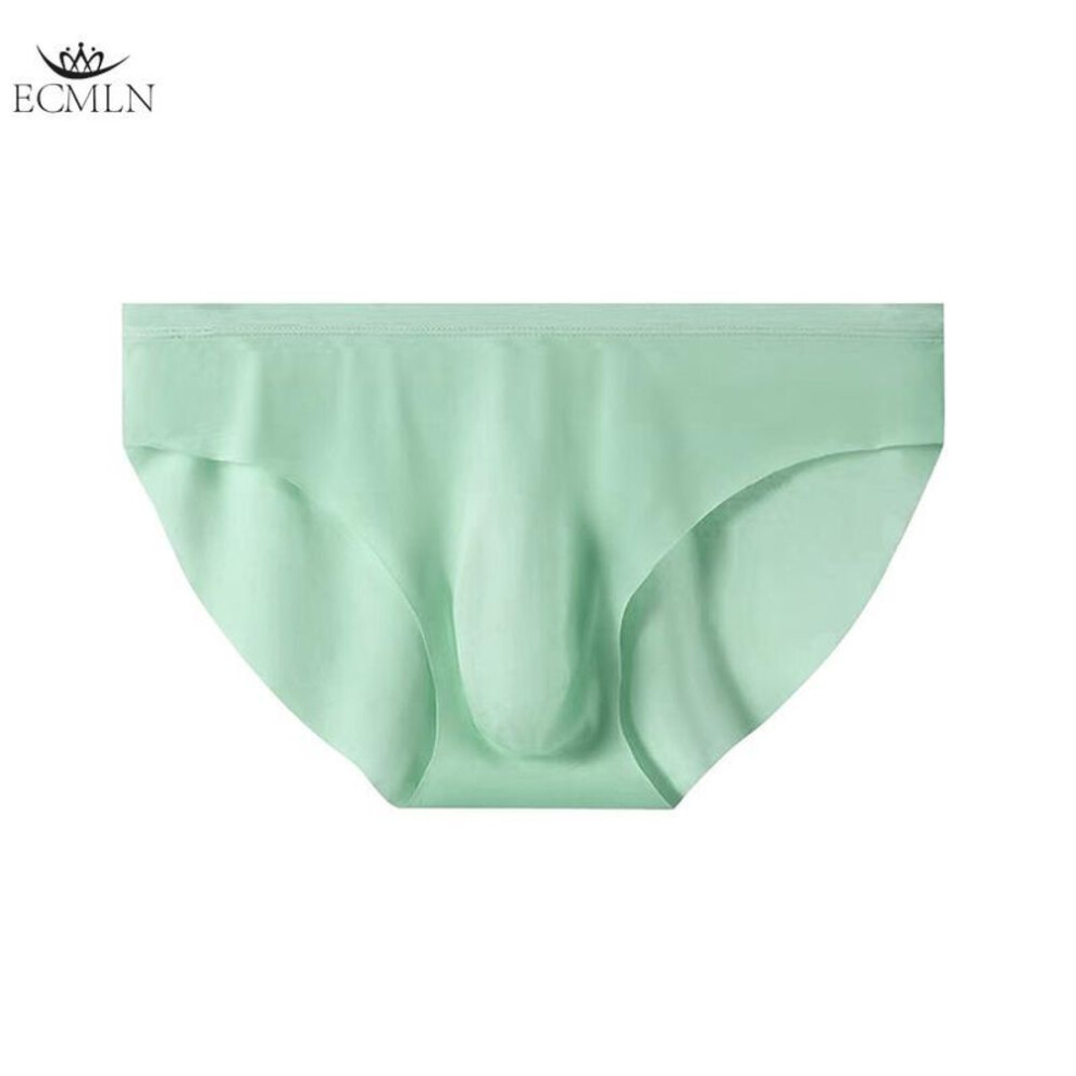 (3XL, green) 3D Men's Ice Silk Briefs Summer New Ultra-thin Transparent Seamless Sexy Quick-drying Trendy Breathable Underwear Panties