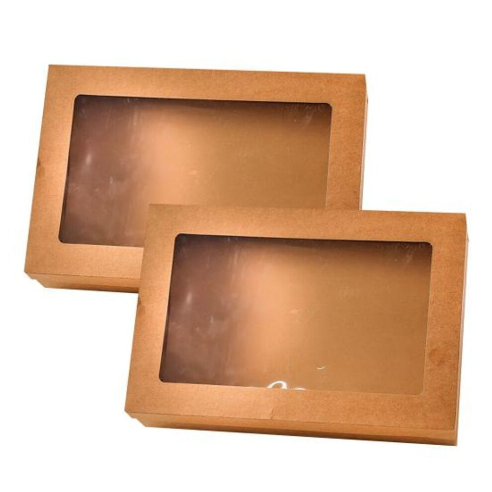 (S) 2pcs Safe Bento Boxes With Carrying Handle Helpful Corrugated Paper Food Storage