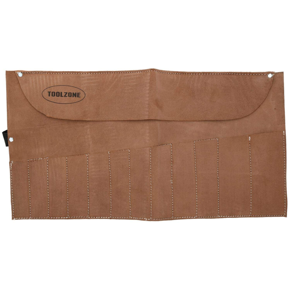 Toolzone Tb031 12 Pocket Leather Tool/Chisel Roll, Gold 5056133346015