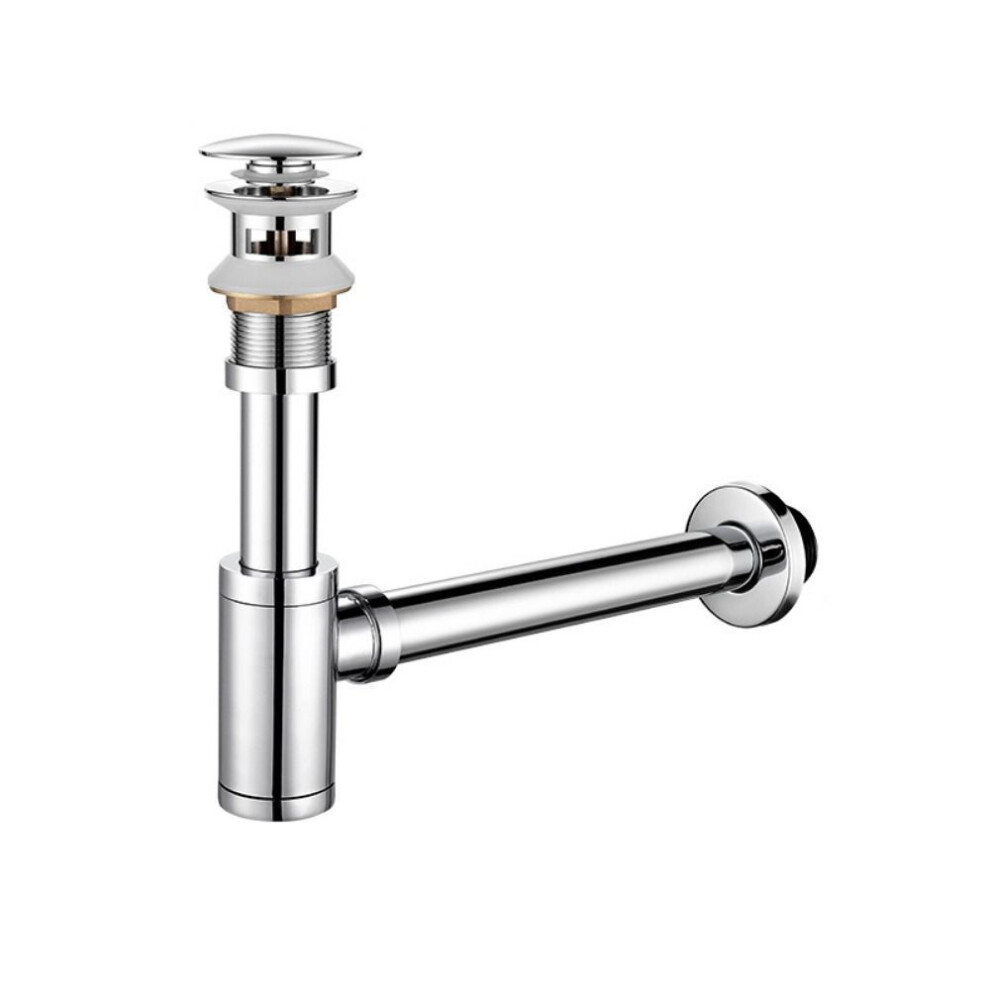 (Silver with overflow) Pop-up Drain Stopper Bottle Trap Deodorant Type Sink Waste Trap Drain Kit  Washbasin