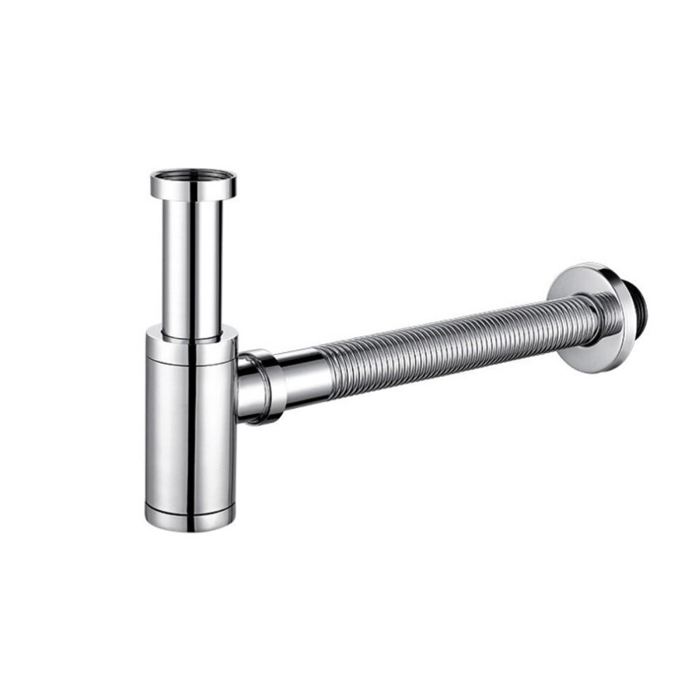 (Silver wavy-Pipe) Pop-up Drain Stopper Bottle Trap Deodorant Type Sink Waste Trap Drain Kit  Washbasin