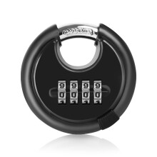 ASelected ASUKVC-2023090817 Black Heavy Duty Weatherproof Disc Resettable 4 Digit Combination Padlock Gym Lock for Warehouses, Containers, Garages