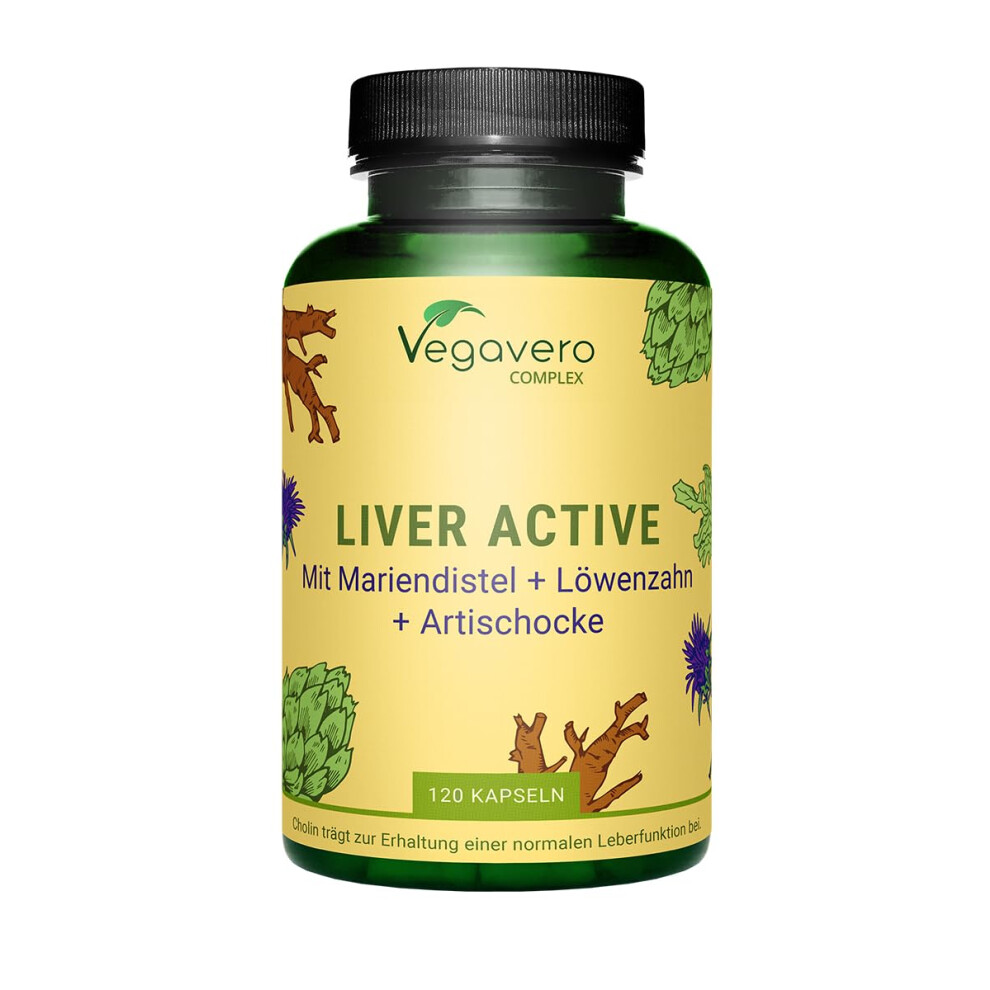 Vegavero Liver Support Supplements | With Artichoke, Chicory & Choline | Natural Cleanse Detox And Repair | No Additives | 120 Vegan Capsules