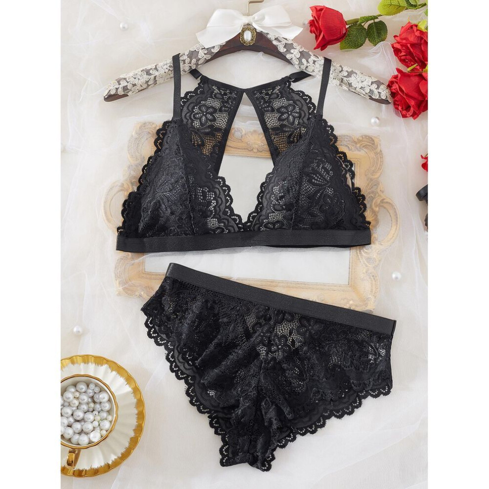 (XL, black) Sex Fun Sexy Lace Semi-transparent Sex Fun Set Sex Fun Two-piece Set Adult