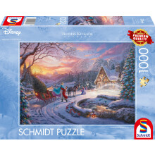 1000 palan palapeli - SCHMIDT SPIELE - Thomas Kinkade Studios - Disney - Tuhkimo tuo jouluksi kotiin - 1000 kpl