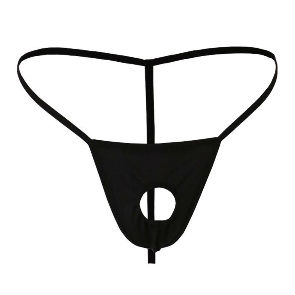 (Large flexible size, black) Men's Sexy Thong Underwear With Open Back And High Elasticity