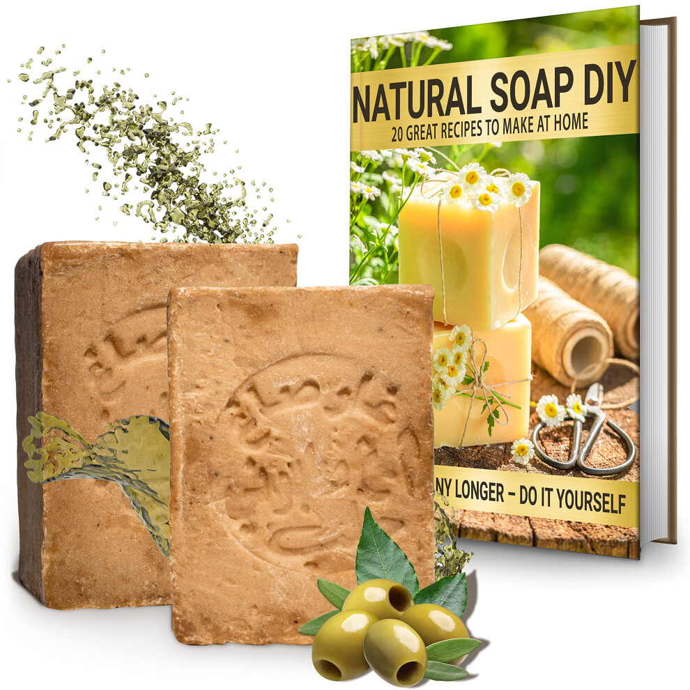 Tom&Pat Original Aleppo Soap (20% Laurel Oil, 80% Olive Oil), Dermatest: Excellent, Matured For 6 Years, Shower Soap, Suitable For Body, Hair, Shaving, Ebook: