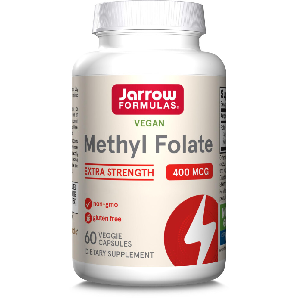 Jarrow Formulas Methyl Folate (5-Mthf), 400Mcg, Folic Acid, 60 Vegan Capsules, Lab Tested, Gluten Free, Vegetarian, Soy Free, Non-Gmo