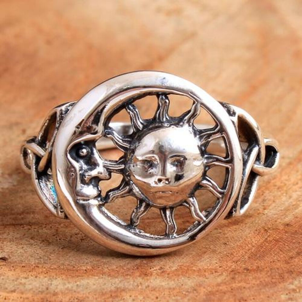 (silver, 5) Silver Ring , Statement Jewelry, Handmade Ring, Gifts For Her, Sun & Moon Ring
