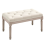 Homcom HOMCOM Accent Bench Tufted Upholstered Foot Stool Linen-Touch Ottoman Cream 9