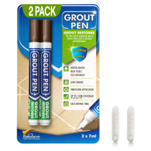 Twin Pack (BROWN) Grout Pen - Designed for restoring tile grout in bathrooms & kitchens