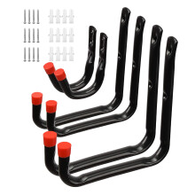 6 Pack Garage Storage Hooks - Heavy Duty Wall Mount Hangers for Ladders, Bikes, Tools, Hoses