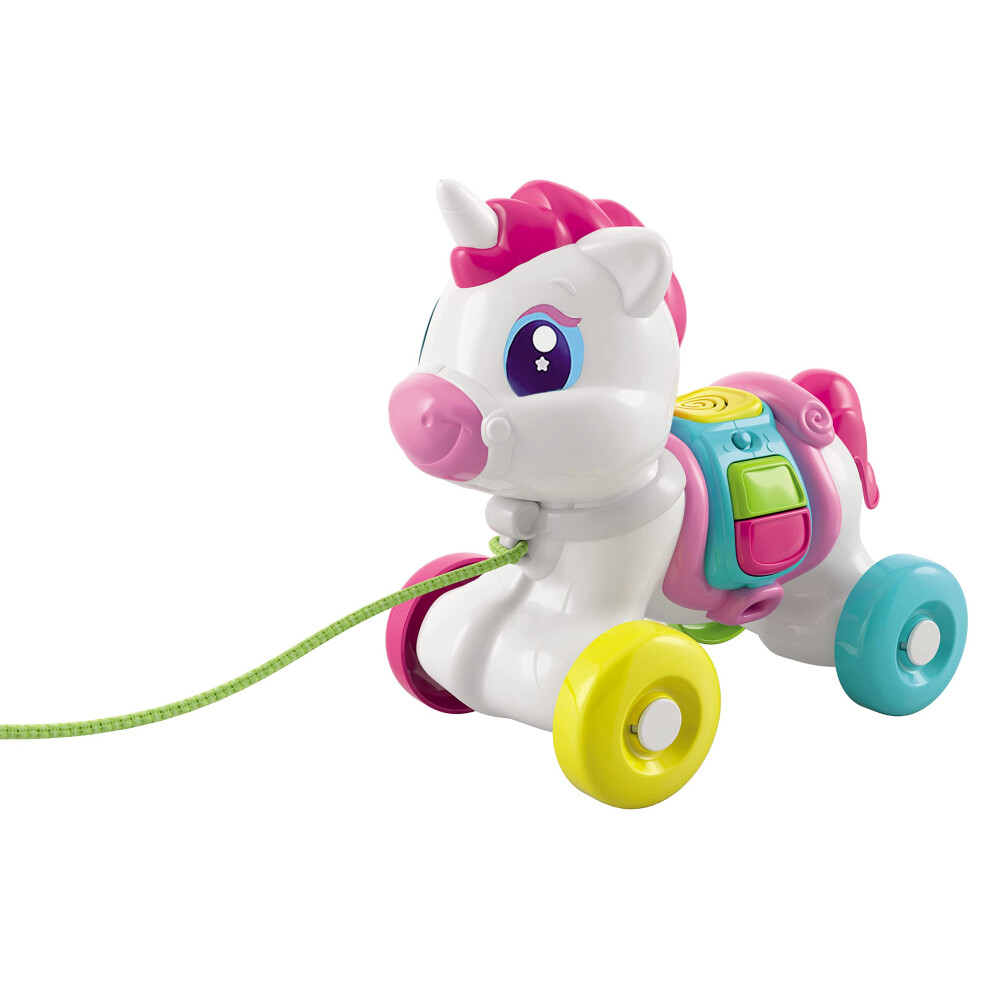 Clementoni - 17813 - Pull Along Unicorn - Early Development & Activity Toys, First Steps, Animal Push And Pull Toy, Walker Toy, Learning Toys, Toddler 10 Months,