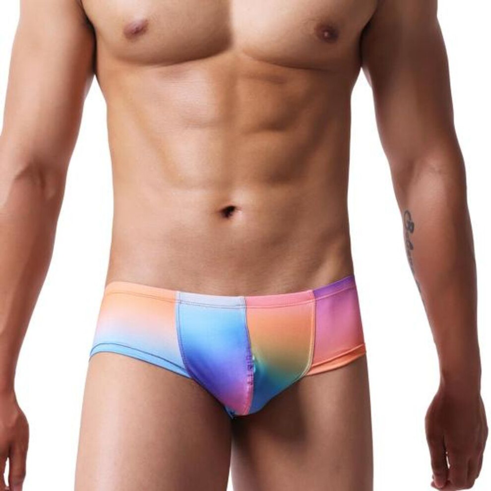 (L, as the picture) Men Boxer Briefs Low Rise U-convex Slim Fit Shorts Underwear Colorful Printing High