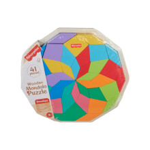 Wood Preschool Toy Mandala Puzzle with Geometric Design, 41 Wooden Pieces for Kids Ages 3+ Years, HXT94