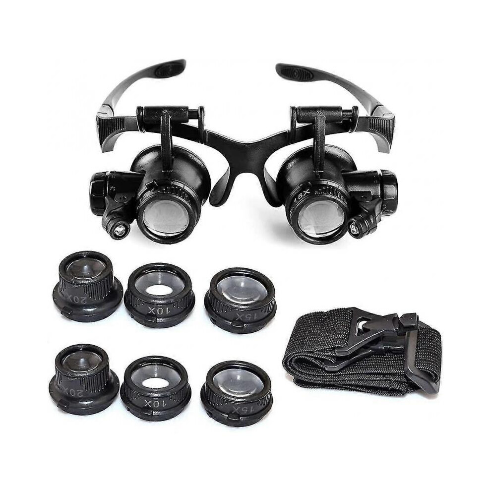 Loupe de grossissement 10x 15x 20x 25x, loupe lumineuse à Led ajustable pour les bijoutiers