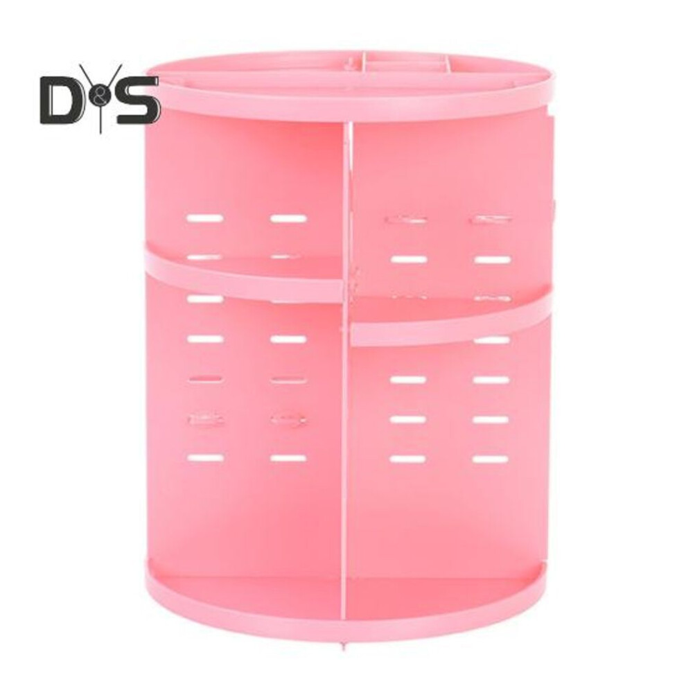 (pink) Makeup Organizer Storage Box Large Capacity Multipurpose Transparent 360 Rotating Makeup Organizer Cosmetic Display Case