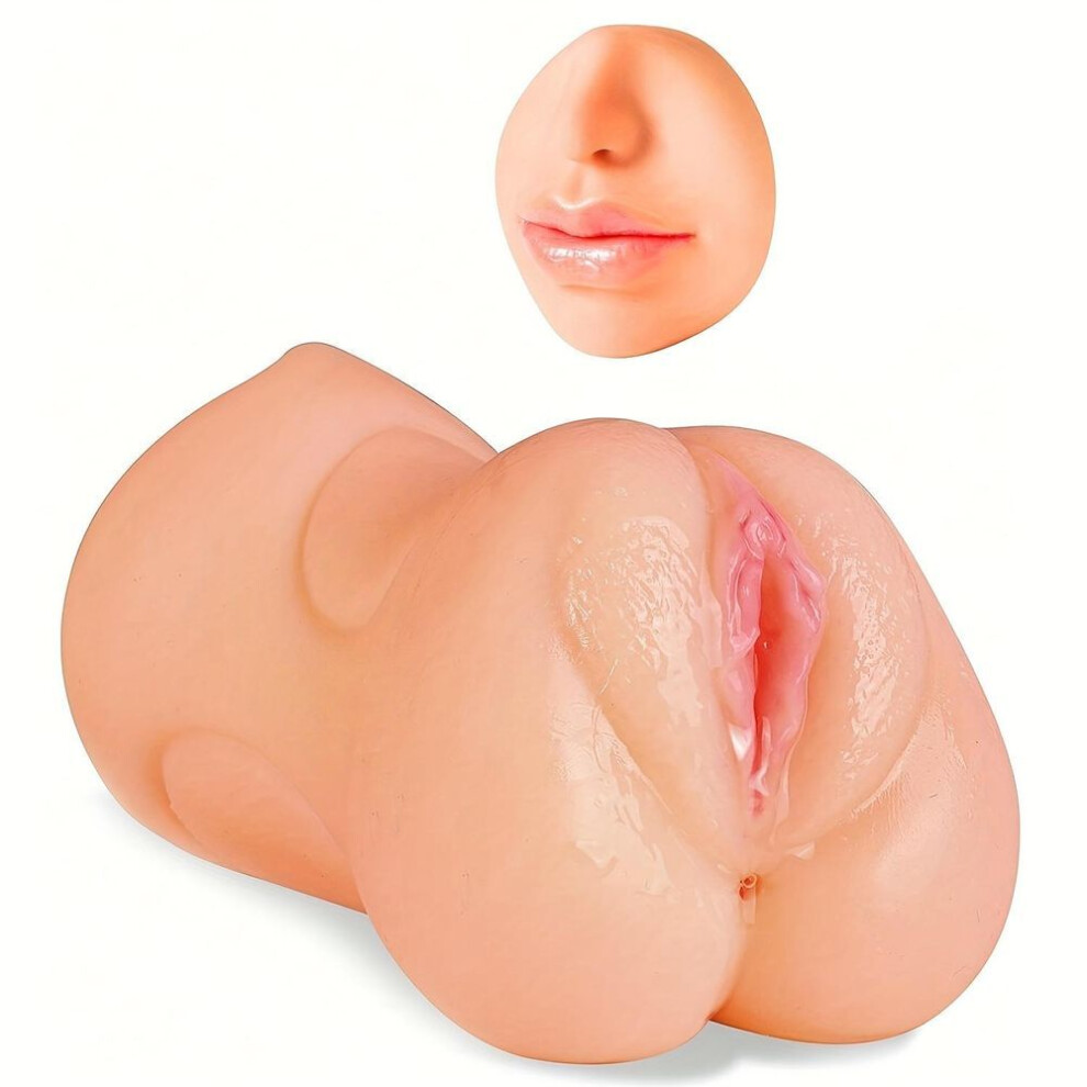 (nude) Textured Realistic 3-in-1 Male Masturbator Simulates Oral and Vaginal Hands-Free Men's Masturbation Cup for Intimate Play Waterproof Adult Toys