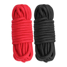 Soft Cotton Rope Binding Rope All Purpose Thick Cotton Twisted Knot Tying Rope, 8mm Diameter, 5m Long, Pack of 2, Black and Red
