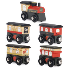 Trem de madeira - LE TOY VAN - Trem Royal Express - Vermelho - 3 vagões magnéticos - Madeira de borracha