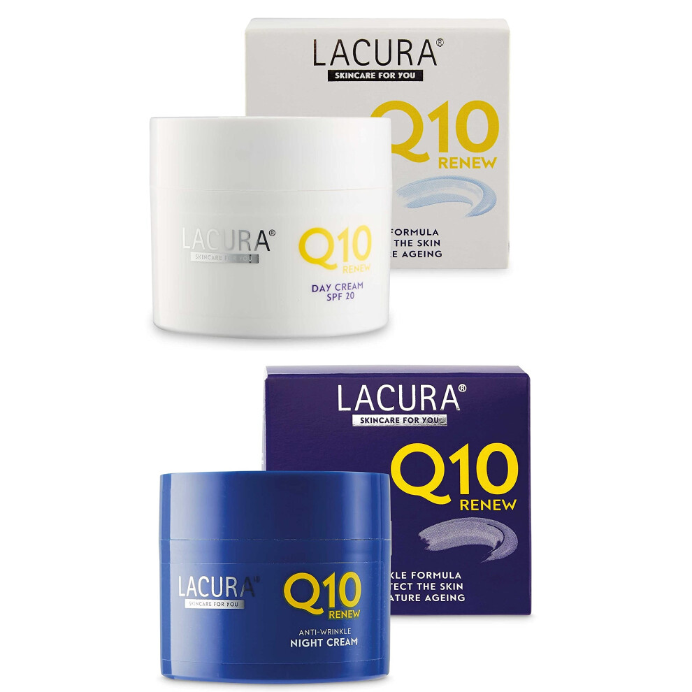 Lacura Aldi Q10 Renew Moisturising Face Creams Night Plus Day Spf 20 Anti Wrinkle Anti Aging 50 Millilitre