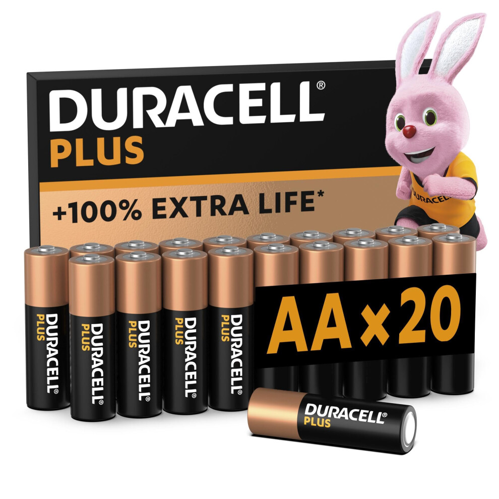 Plus AA Batteries (20 Pack) - Alkaline 1.5V - Up To 100% Extra Life - Reliability For Everyday Devices - 0% Plastic Packaging - 10-Year Storage - LR6