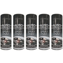 Spray Paint Black, Gloss Black, (5 X 400ml can) Fast Dry, Acrylic Spray Paint for Metal, Wood, Stone, Cardboard and Paper