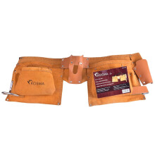 Multi-Pocket Leather Tool Organiser Belt Apron with 11 Pockets, Hammer Loop & Tape Measure Holder - Electrician Pouch