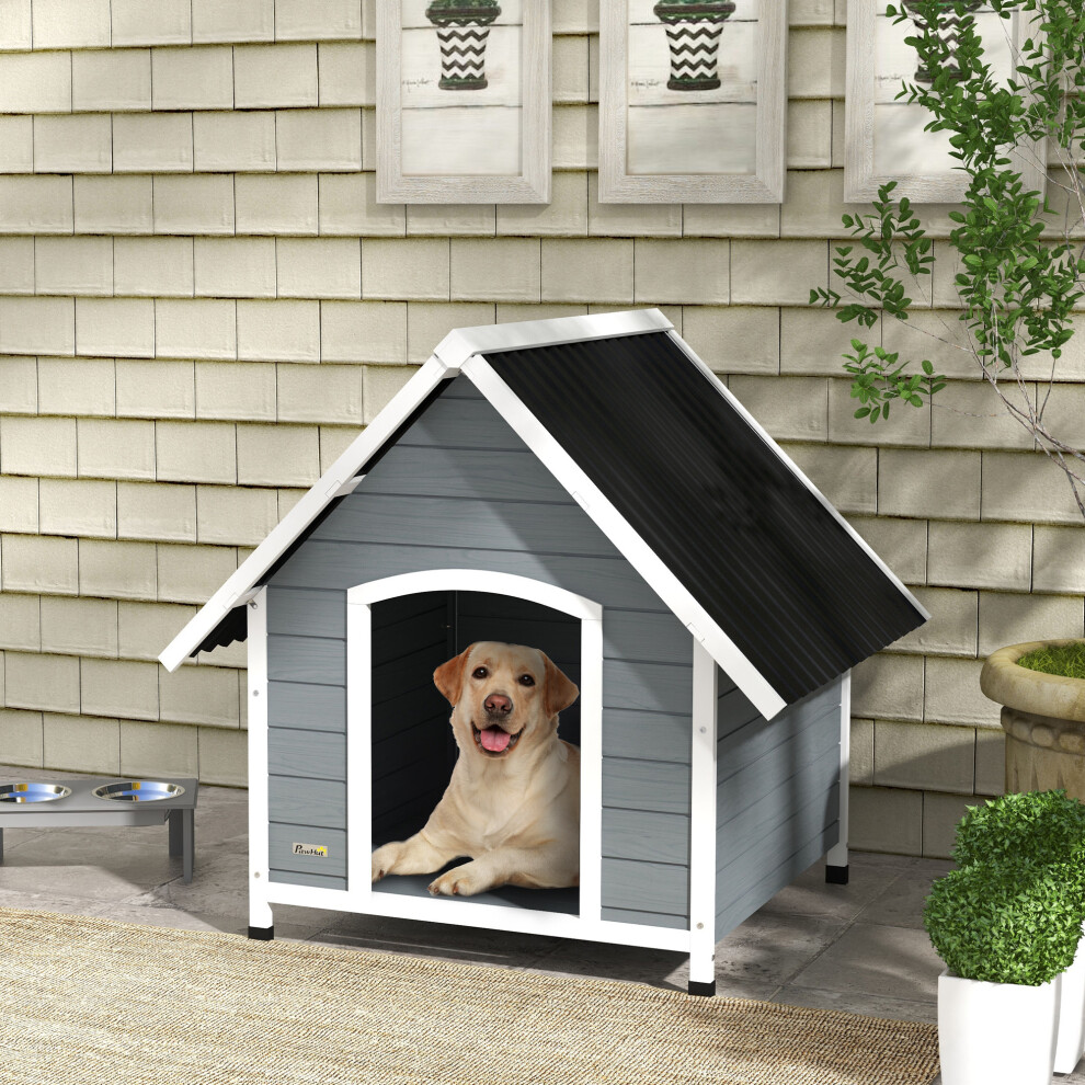 PawHut Dog Kennel Outdoor Dog House w/ Removable Floor, for Large Dogs, Grey