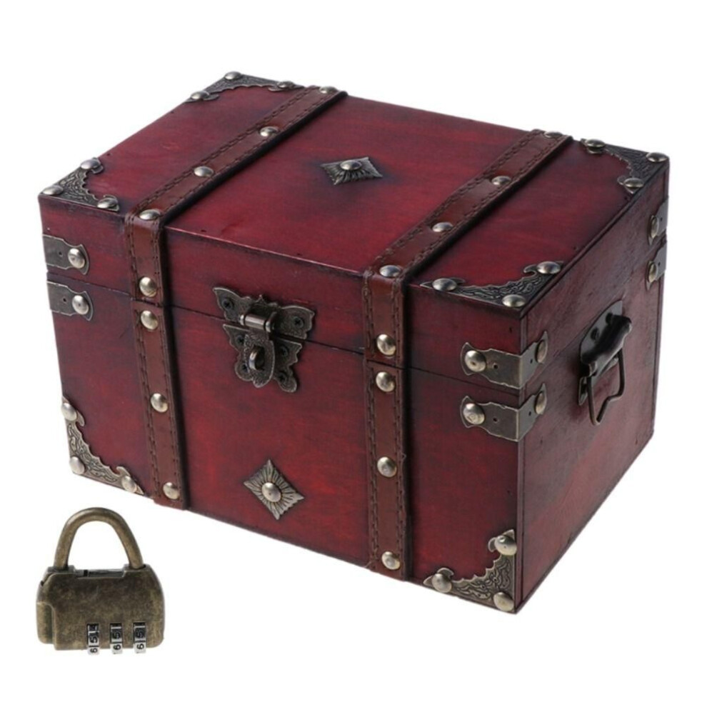 (M) Antique Design Treasure Chest Vintage Trunk Containers Containers Jewelry Box  Sundries
