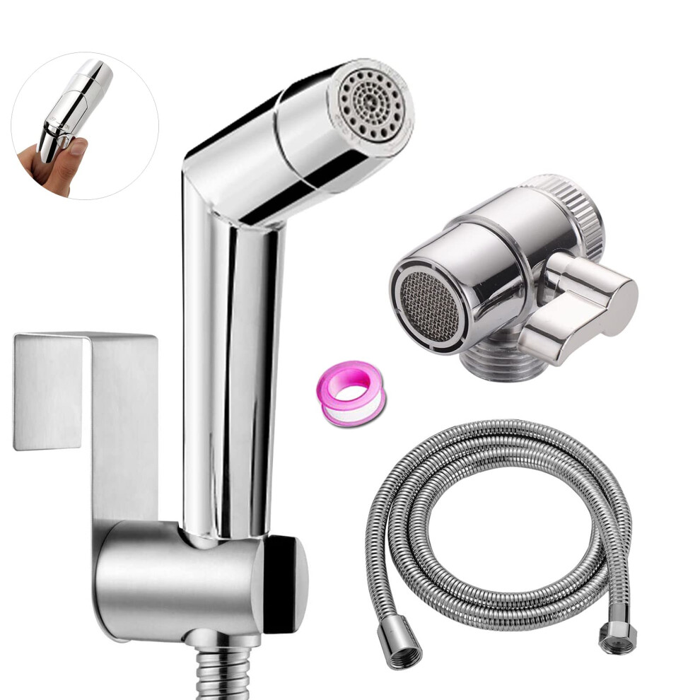 Bidet Shower Kit - Abs Chrome 2 Modes Bidet Hand Shower For Bidet Toilet Shower With 2 Way Shower Diverter, 1.5M Shower Hose And Hand Shower Holder 728062544491