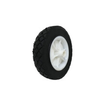 9611 7-Inch Semi-Pneumatic Rubber Replacement Tire, Plastic Wheel, 1-1/2-Inch Diamond Tread, 1/2-Inch Bore Offset Axle,White